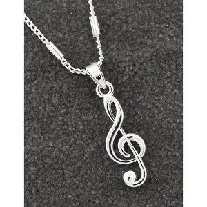 Music Collection Silver Plated Contemporary Clef Necklace