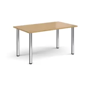 Rectangular chrome radial leg meeting table 1400mm x 800mm - oak