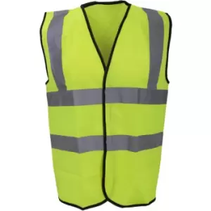 Mens High Visibility Safety Waistcoat / Vest (l) (Fluorescent Yellow) - Fluorescent Yellow - Warrior