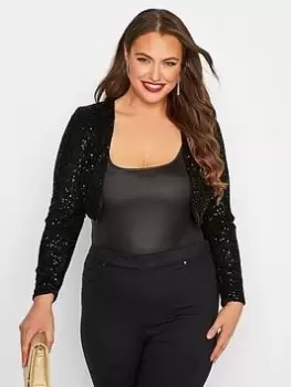 Yours Long Sleeve Sequin Bolero - Black, Size 18, Women