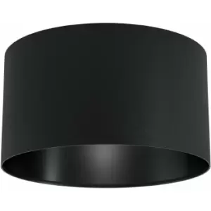 Loops - Flush Ceiling Light Colour Black Shade Round Black Fabric Bulb E27 1x40W