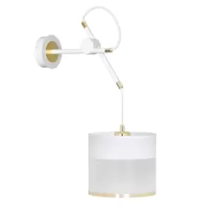 Emibig Monolit White Wall Lamp with Black, Gold Fabric Shades, 1x E-27