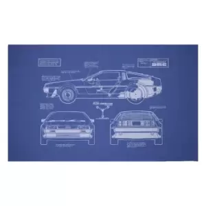 Back To The Future DeLorean Blueprint Woven Rug - Small