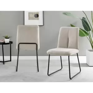 Furniture Box 2X Halle Taupe Fabric Black Leg Dining Chairs