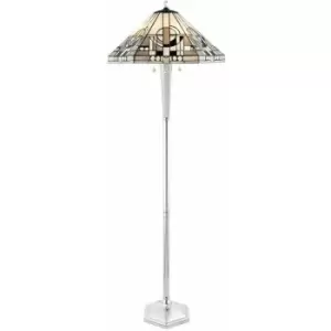 Loops - 1.6m Tiffany Multi Light Floor Lamp Aluminium & Stained Glass Shade i00022