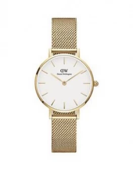 Daniel Wellington Evergold White 28Mm Dial Gold Stainless Steel Mesh Strap Watch