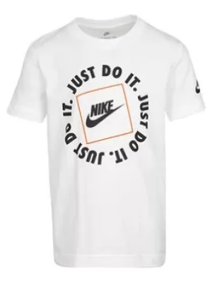 Boys, Nike Younger Boy Short Sleeve Graphic T-Shirt, White, Size 5-6 Years