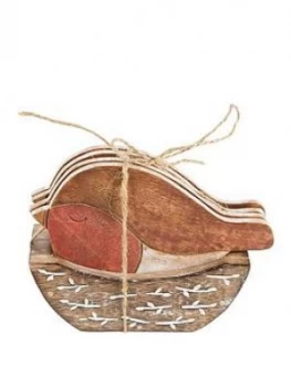 Sass & Belle Robin In Bird Nest Coasters Set Of 4