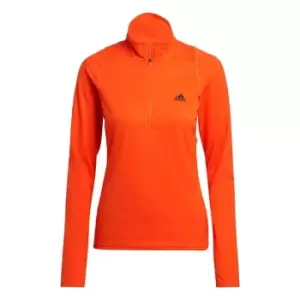 adidas Run Fast Half-Zip Long Sleeve Sweatshirt Womens - Semi Impact Orange