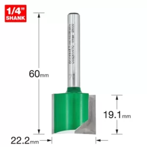 Trend CRAFTPRO Two Flute Straight Router Cutter 22.2mm 19.1mm 1/4"