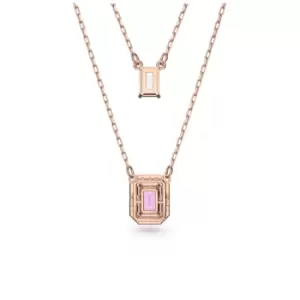 Millenia Layered Octagon Cut Purple Rose Gold-tone Plated Necklace 5640558