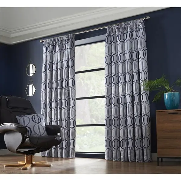 Other Omega Multi Yarn Fully Lined Pencil Pleat Curtains - Blue 229x274cm