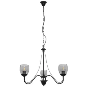 Allena Multi Arm Pendant Ceiling Light Black, Smokey 50cm