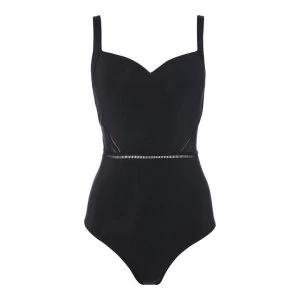 Jets Mesh Panel Swimsuit - BLACK