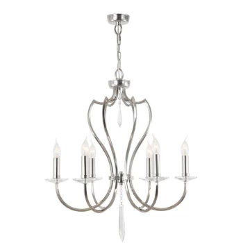 Pimlico - 6 Light Chandelier Polished Nickel Finish, E14 - Elstead