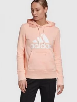 adidas Badge Of Sport Pullover Hoodie - Pink, Coral, Size 2Xs, Women