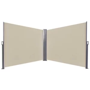 Outsunny Steel Frame Retractable Double Side Awning Beige