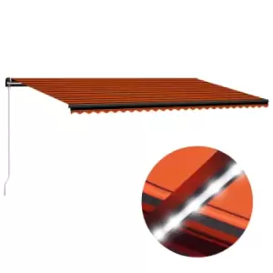 Vidaxl Manual Retractable Awning With LED 600X300 Cm Orange And Brown