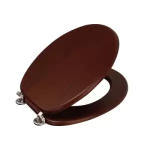 Showerdrape Oxford Toilet Seat - Mahogany & Chrome