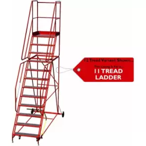 Loops - 11 Tread heavy duty Mobile Warehouse Stairs Anti Slip Steps 3.48m Safety Ladder