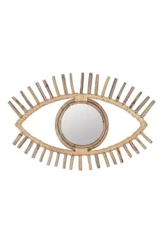 Small Rattan Woven Eye-Shaped Wall Mirror