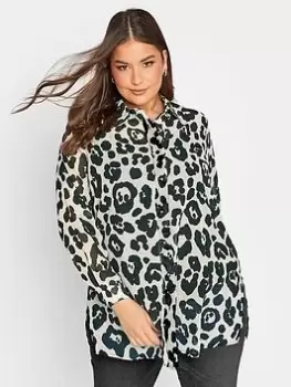 Yours Curve Animal Boyfriend Shirt - White/Black, Natural, Size 14, Women