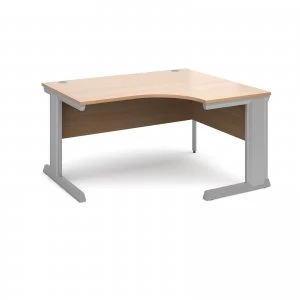 Vivo Right Hand Ergonomic Desk 1400mm - Silver Frame Beech Top