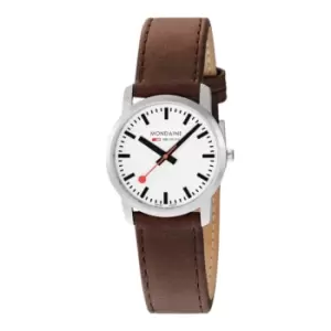 Mondaine Simply Elegant Quartz White Dial Brown Leather Strap Unisex Watch A400.30351.12SBG