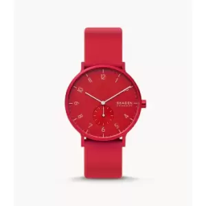 Skagen Aaren Kulor Silicone 41Mm Watch - Poppy Red