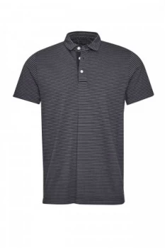 Mens French Connection Garment Dye Mini Stripe Polo Shirt Grey Marl