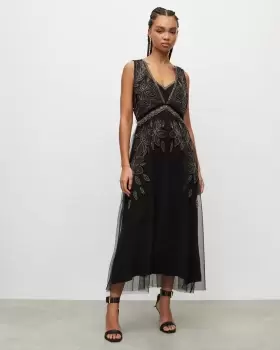 AllSaints Laia Embroidered Maxi Dress