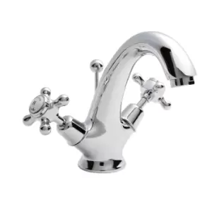 Hudson Reed White Topaz With Crosshead & Domed Collar Mono Basin Mixer - Chrome / White