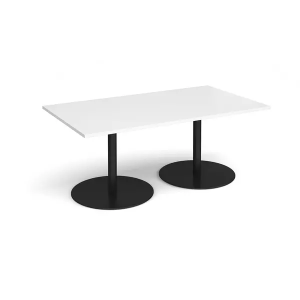 Eternal Rectangular Office Boardroom Table - White - Black Base - W1800mm