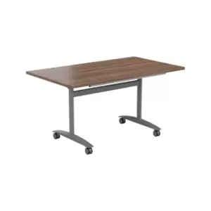 Tc One Tilting Table 1400 x 700 - Dark Walnut Top and Silver Legs