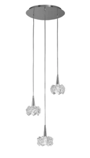 Artic Ceiling Cluster Pendant 3 Light G9 Round, Polished Chrome