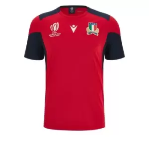 Macron Italy Rugby Training Shirt 2023 2024 Adults - Red