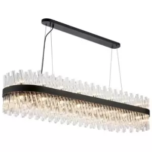 Luminosa Kalih 36 Light G9, Ceiling Pendant Oblong, Satin Black, Clear Item Weight: 33.98kg