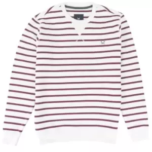 Crew Clothing Mens Breton Crew Neck Sweater Purple/Ecru Medium