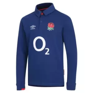 Umbro England Away Classic Rugby Long Sleeve Polo Shirt Junior Boys - Blue