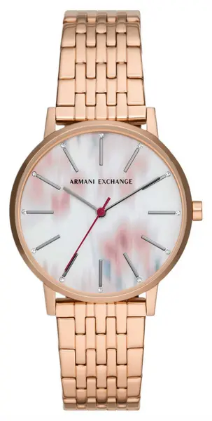 Armani Exchange AX5589 Womens Pink and White Dial Rose Watch