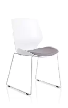 Florence Sled White Frame Dark Grey Fabric Visitor Chair