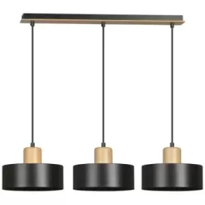 Emibig Torin Black Bar Pendant Ceiling Light 3x E27