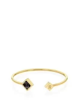 Tommy Hilfiger Women'S Gold Plated Onyx Stone Bangle