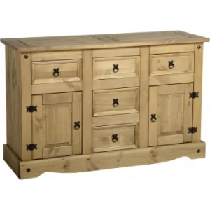 Seconique Corona Mexican Solid Waxed Pine Furniture 2 Door 5 Drawer Sideboard