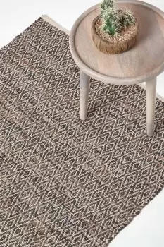 Real Leather Handwoven Diamond Pattern Rug