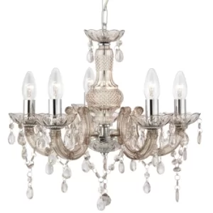 Marie Therese 5 Light Chandelier Mink Finish with Acrylic Crystals, E14