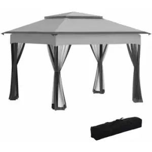 Outsunny Garden Folding Tent Heavy Duty Pop Up Gazebo Outdoor for Party Grey - Grey