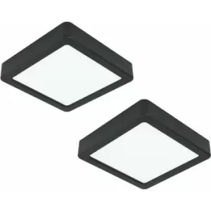 Loops - 2 pack Wall / Ceiling Light Black 160mm Square Surface Mounted 10.5W LED 4000K