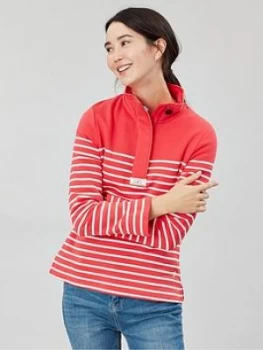 Joules Saunton Casual Half Zip Sweatshirt - Red/Cream