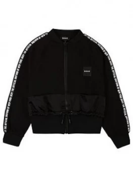 DKNY Girls Tape Logo Zip Through Sweat, Black, Size Age: 12 Years, Women